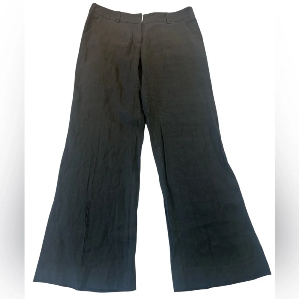 Tory Burch Wide Leg Black Linen Pants